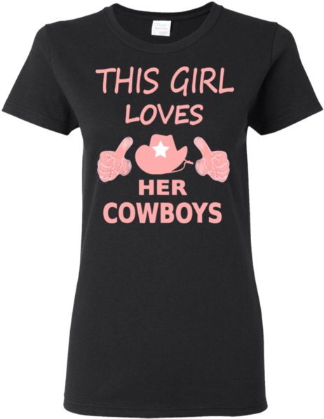 This Girl Loves Her Cowboys Cute Football Cowgirl T-shirt - Ua High School Shirts (600x600), Png Download
