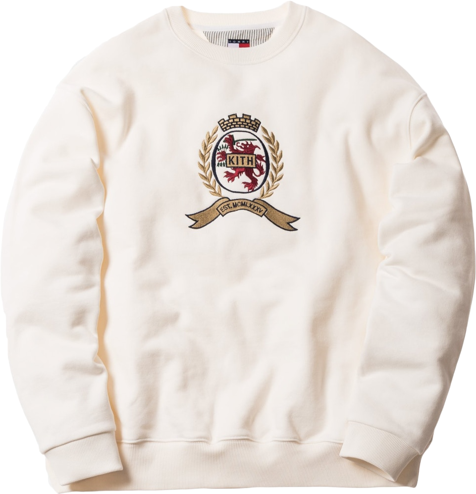 Kith X Tommy Hilfiger Crest Crewneck Ivory - Tommy Hilfiger X Kith Hoodie (1400x1000), Png Download