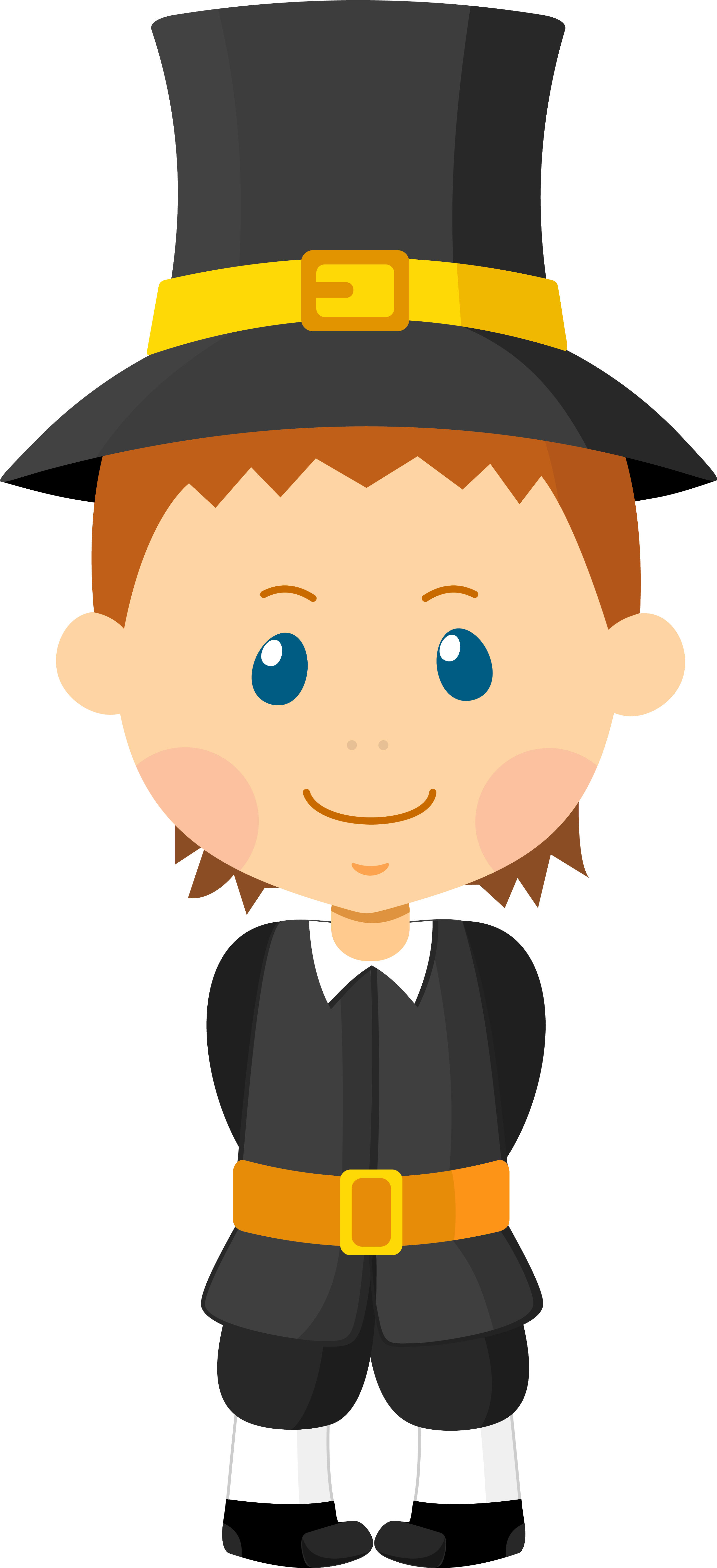 Boy Pilgrim Png Clipart Image - Pilgrim Clip Art (2866x6265), Png Download