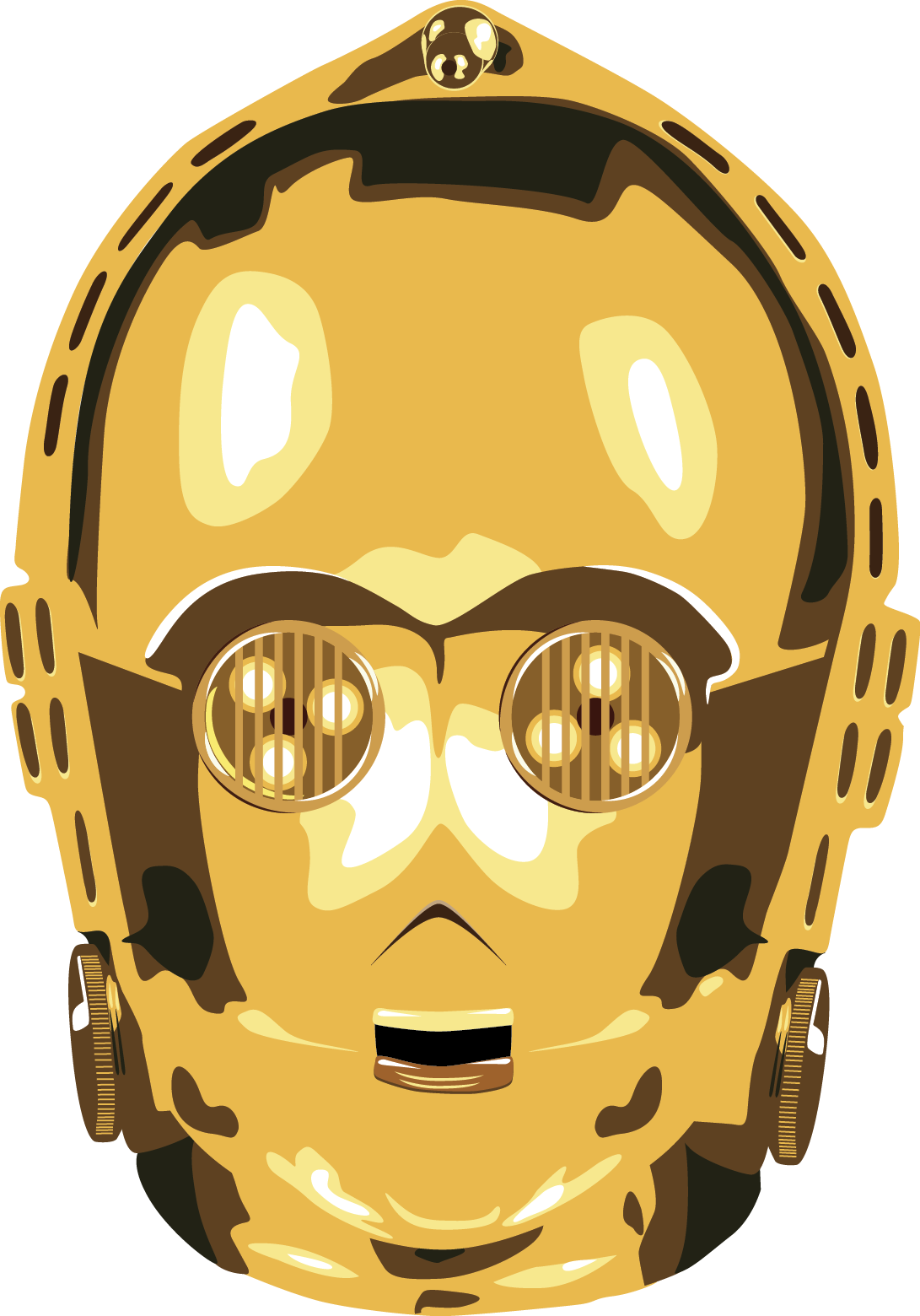 Illustrator Drawing - C3po - C3po Head No Background (1091x1560), Png Download