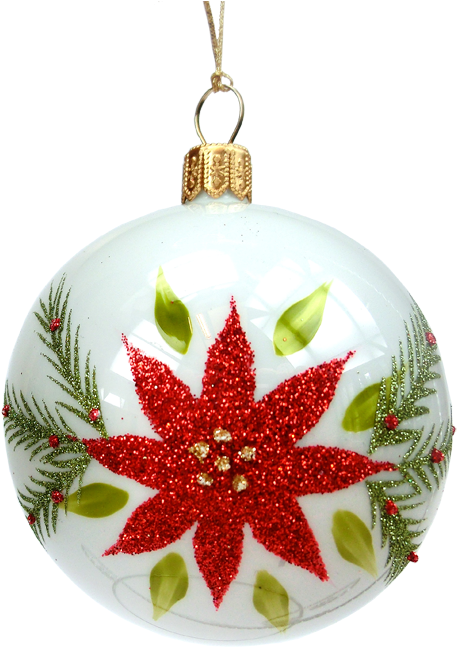 Glass Bauble White With Christmas Star, 7 Cm - Christmas Ornament (634x700), Png Download