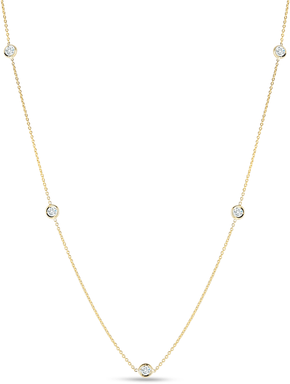 18kt Gold Necklace With 3 Diamond Stations - Necklace (1600x1600), Png Download
