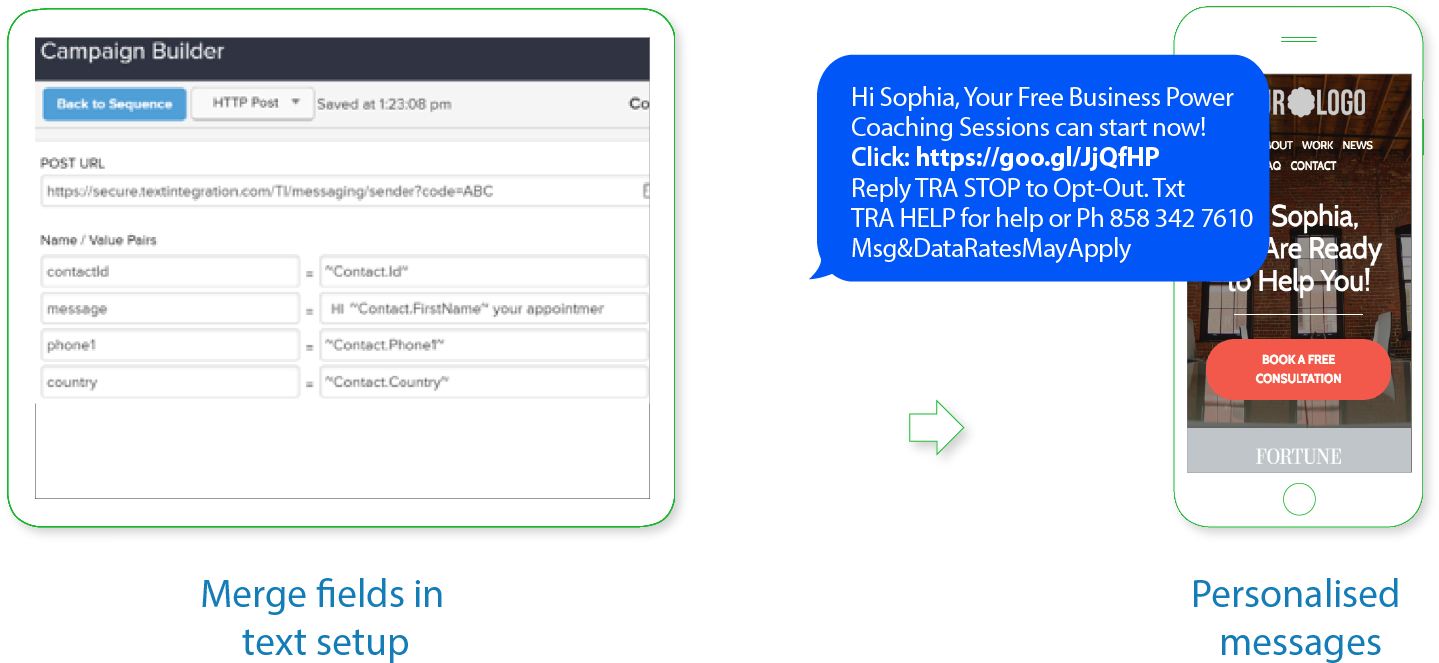 Include Infusionsoft Merge Fields Into A Text Message - Consultation Text Message (1501x886), Png Download