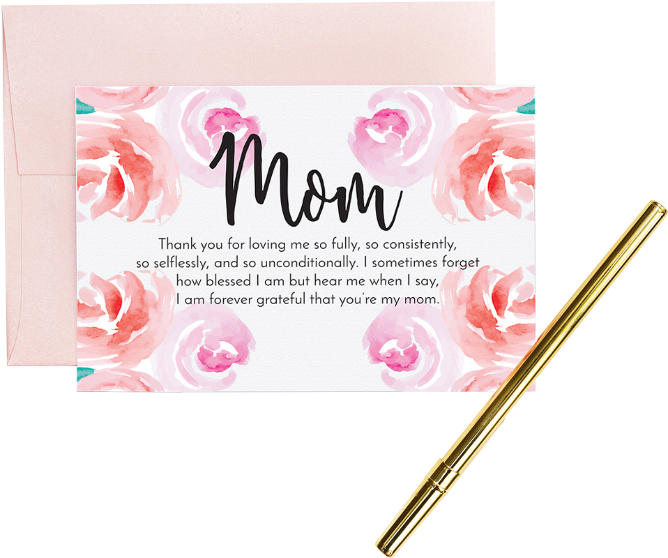 Thankful Mom” - Greeting Card - Garden Roses (1050x880), Png Download