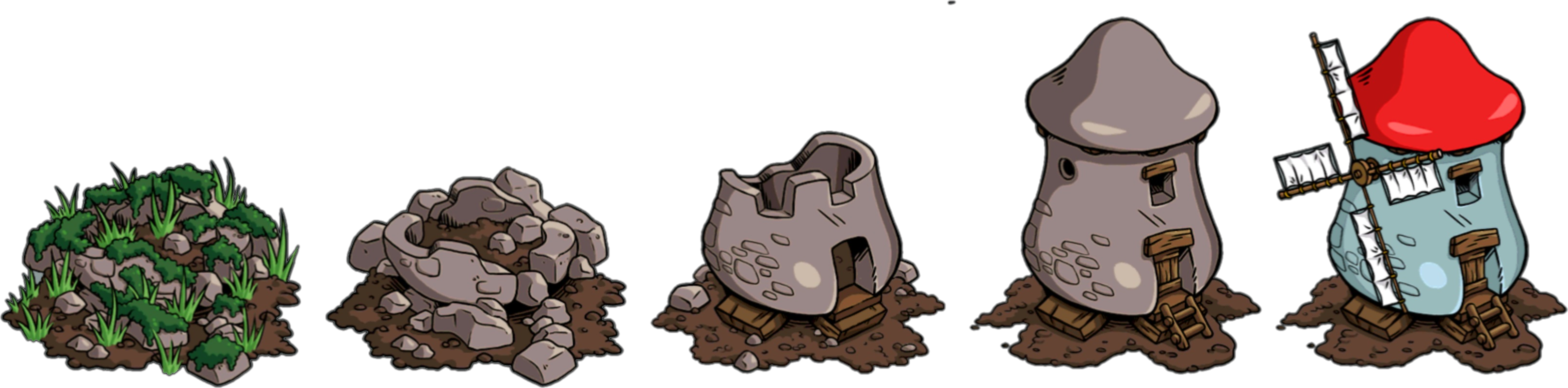 Windmill Stages - Smurfs Village The Windmill (3232x801), Png Download