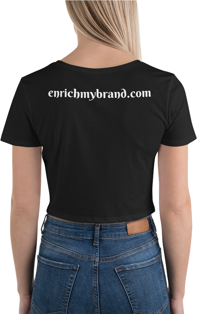 Crop-top Black Mockup Back Womens Black - T-shirt (1000x1000), Png Download