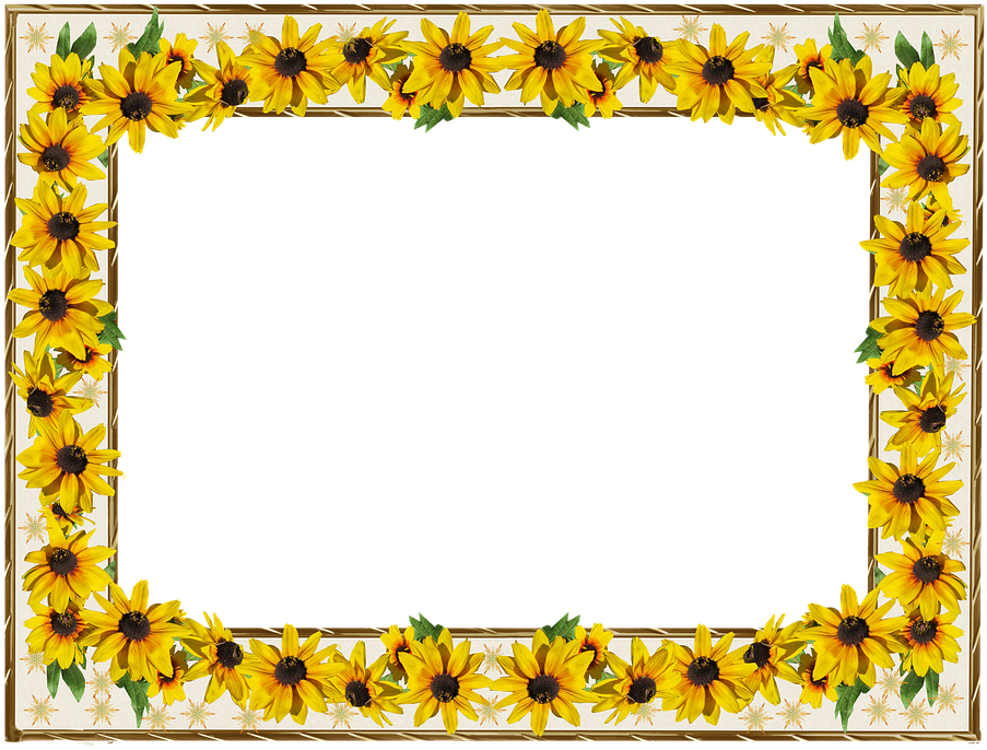 Frame, Gold Edge, Sun Flowers - Sun Frame (930x720), Png Download