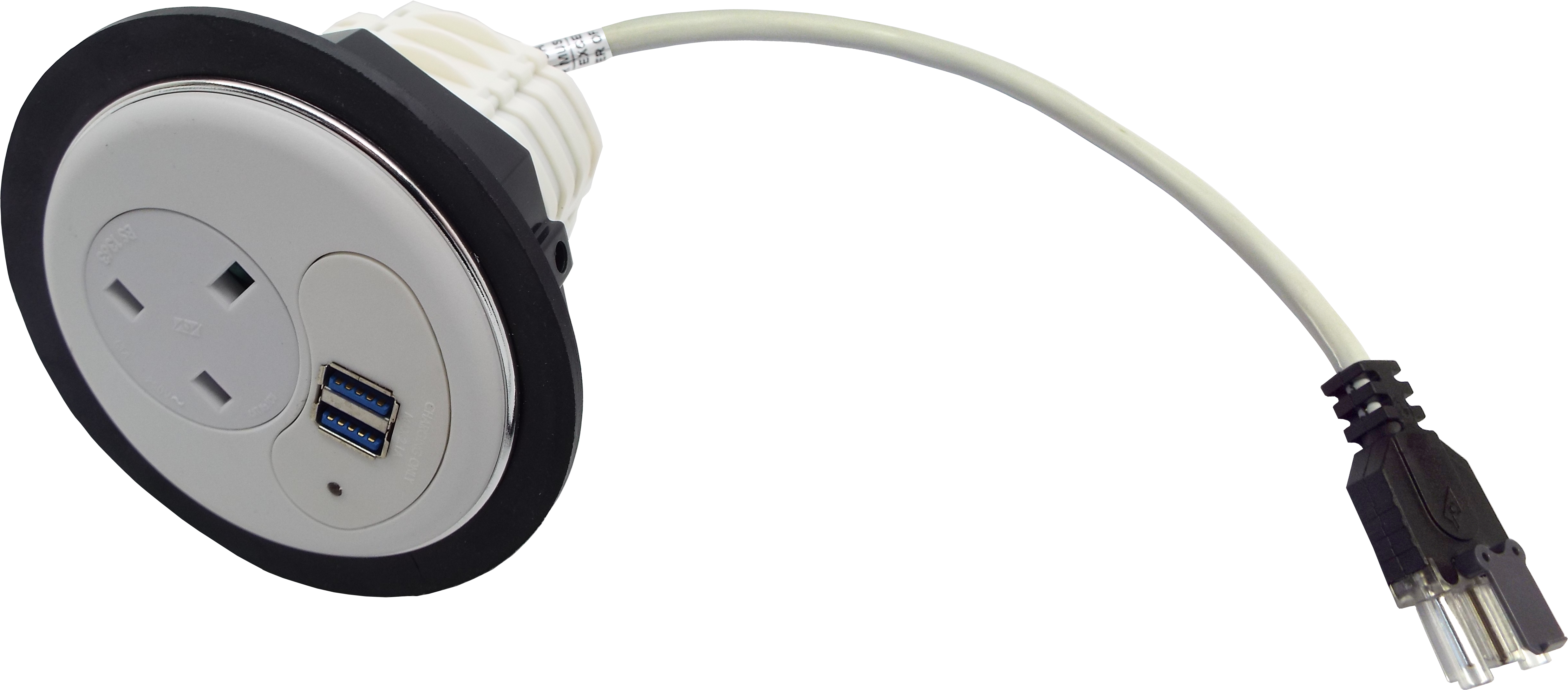 White Porthole With 1 Power, 2 X Usb - Headphones (5415x4185), Png Download