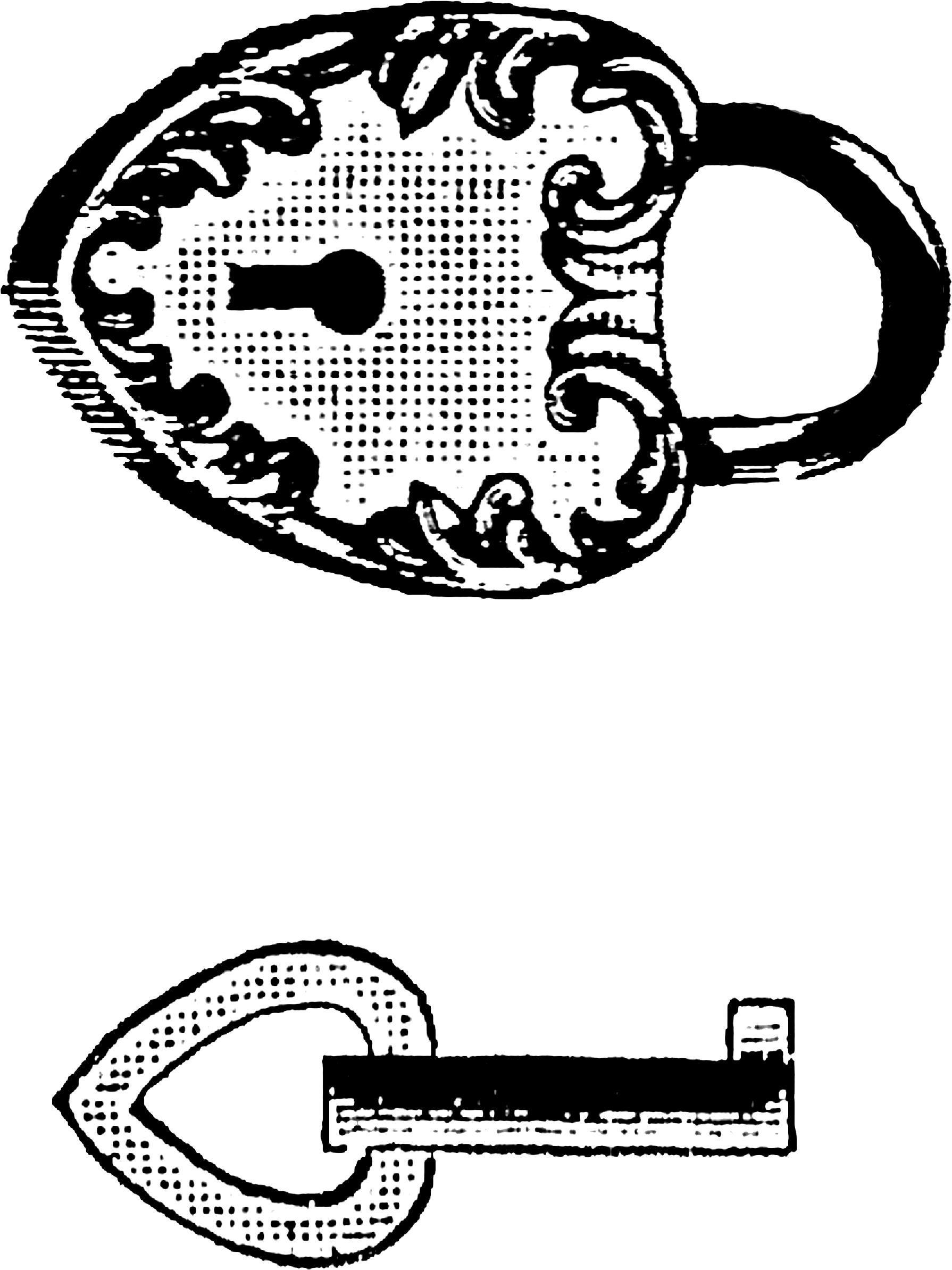 1432 Heart Key Lock Victorian Era Free Vintage Clip - Victorian Era Lock (2550x3300), Png Download