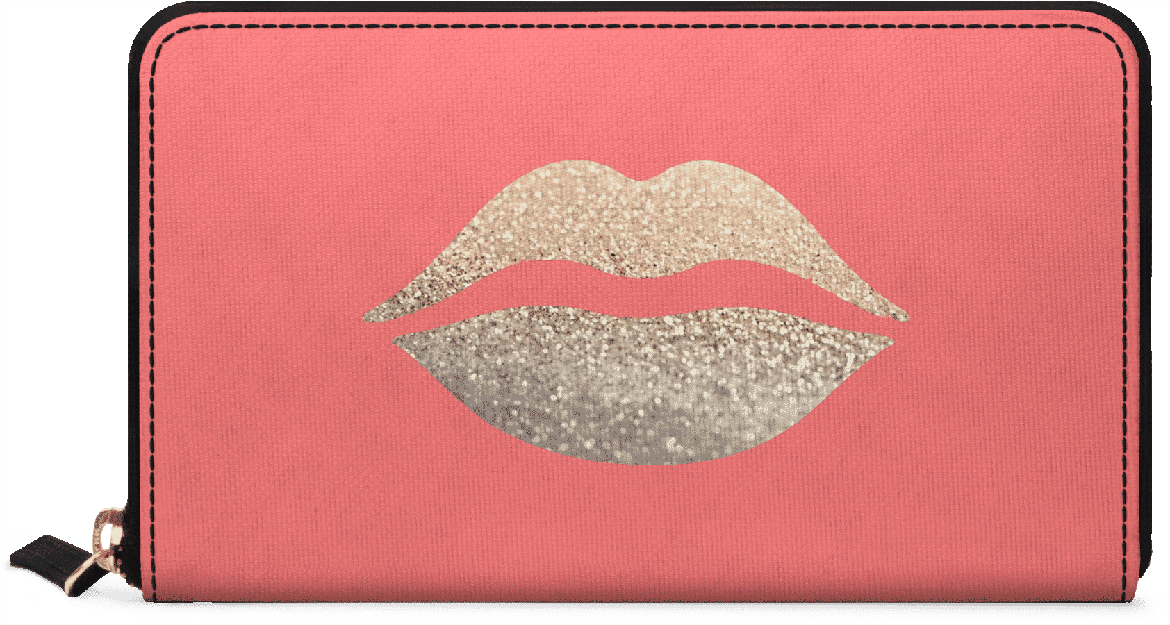 Dailyobjects Gatsby Gold Lips Coral Women's Classic - Tongue (1684x900), Png Download