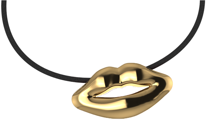 Gold Lips Necklace Unisex - Locket (933x700), Png Download