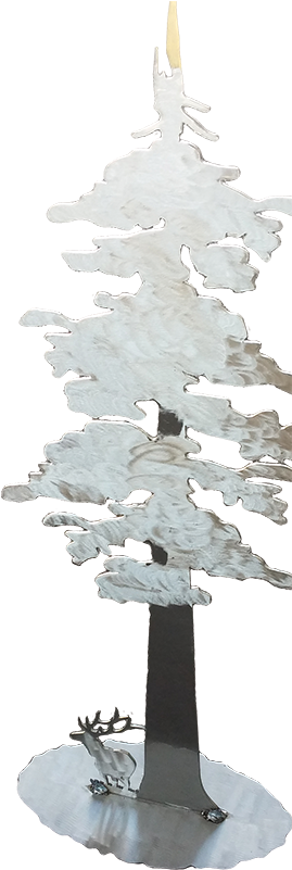 Metal Displays, Redwood Tree W/ Elk Stand-up Display, - Christmas Tree (800x800), Png Download