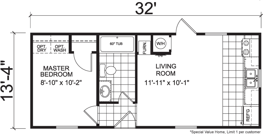 1 Bedroom Mobile Home New Factory Direct Homes For - New Mobile Home Floor Plans (880x452), Png Download