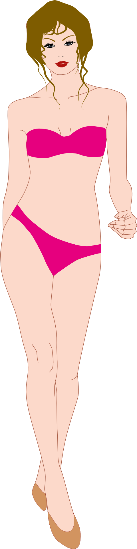 Women Bikini Drawing Model - Mujer En Dibujo En Bikini (960x1920), Png Download