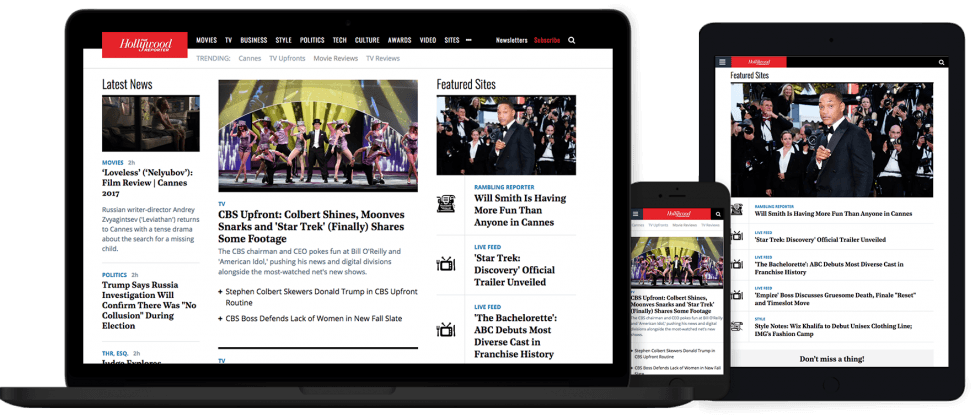 The Hollywood Reporter - Hollywood Reporter Website (975x417), Png Download