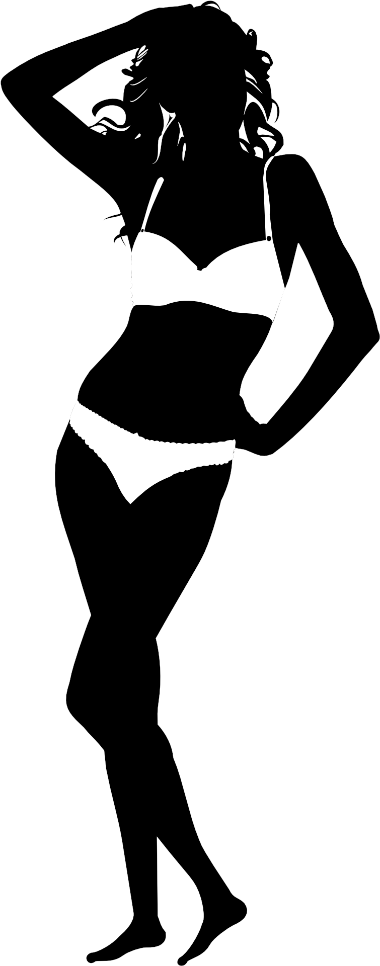 Silhouette Of A Model In Bikini - Silhouette Frau Bikini (960x1920), Png Download