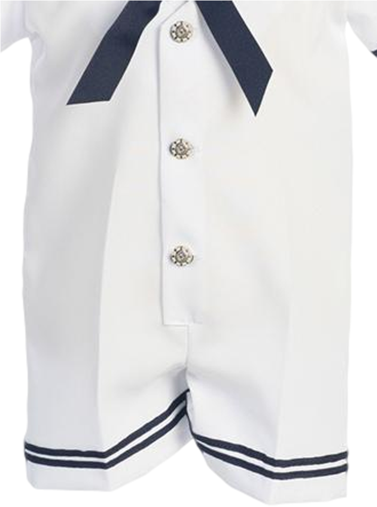 White Classic Nautical Romper Spring Outfit White W - Board Short (745x1024), Png Download