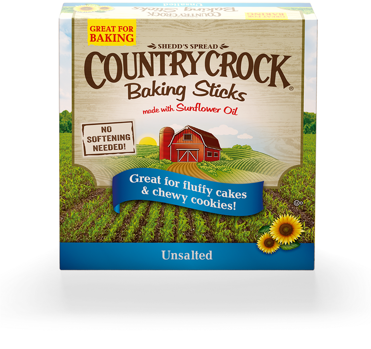 Country Crock Unsalted Baking Sticks Sunflower Oil - Country Crock Baking Sticks (1294x1325), Png Download