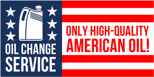 Oil Change Vinyl Banner With American Flag Theme - Graphic Design (560x560), Png Download