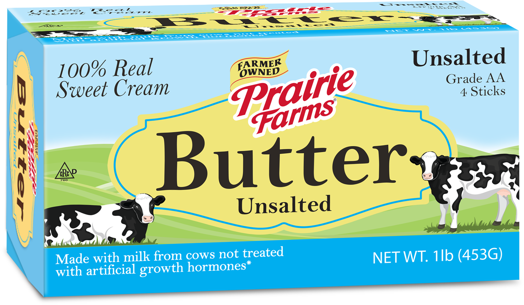 Butter Quarters, 1lb, Unsalted - Dairy Cow (1884x1194), Png Download