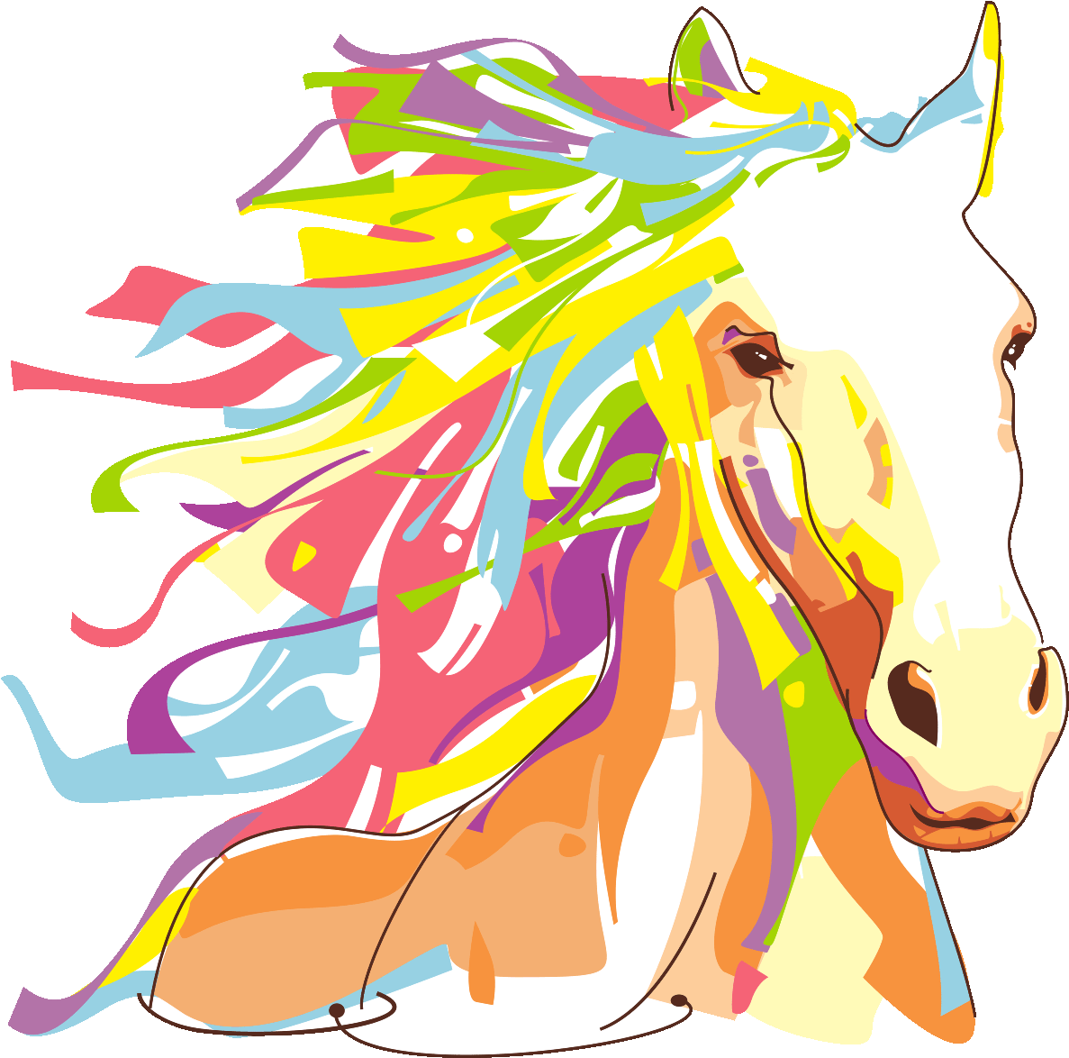 Sticker Pop Art Cheval Ambiance Sticker Col Sand A009 - Pop Art Horse (1200x1200), Png Download
