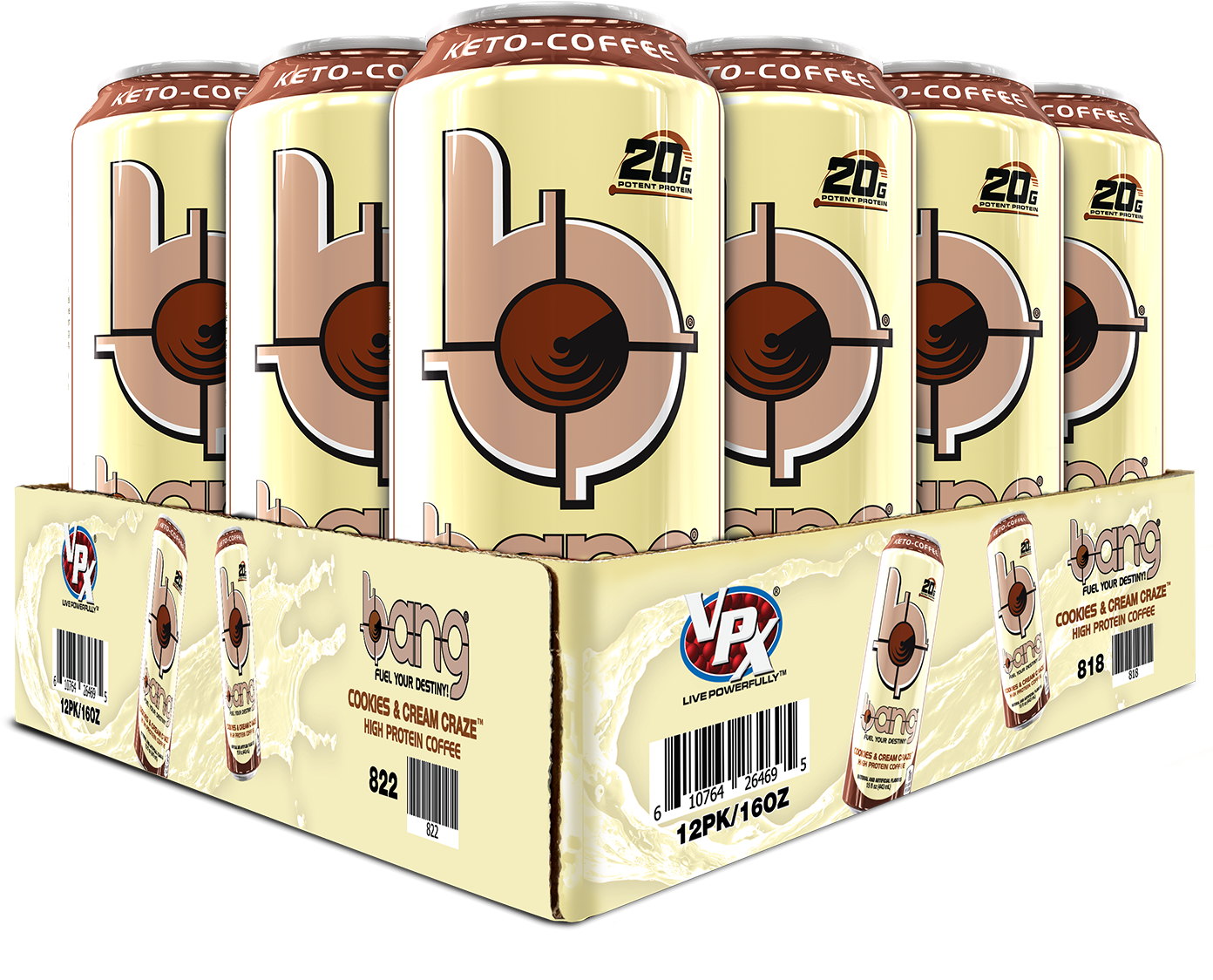 Bang - Bang Coffee Cookies And Cream (1400x1970), Png Download