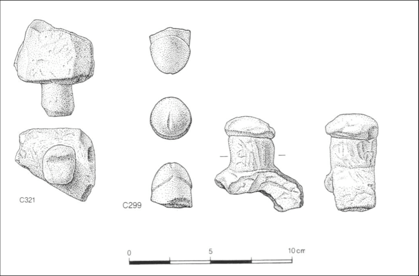 7 Chalk Phalli, Grimes Graves - Sketch (850x560), Png Download