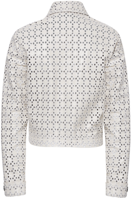 Embroidered Faux-leather Jacket - Sweater (509x677), Png Download