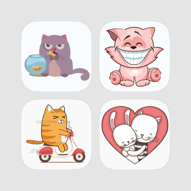 Cat Stickers - Cartoon (630x630), Png Download