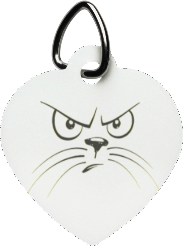 Angry Cat Heart Pet Tag - Tabby Cat (1024x1024), Png Download