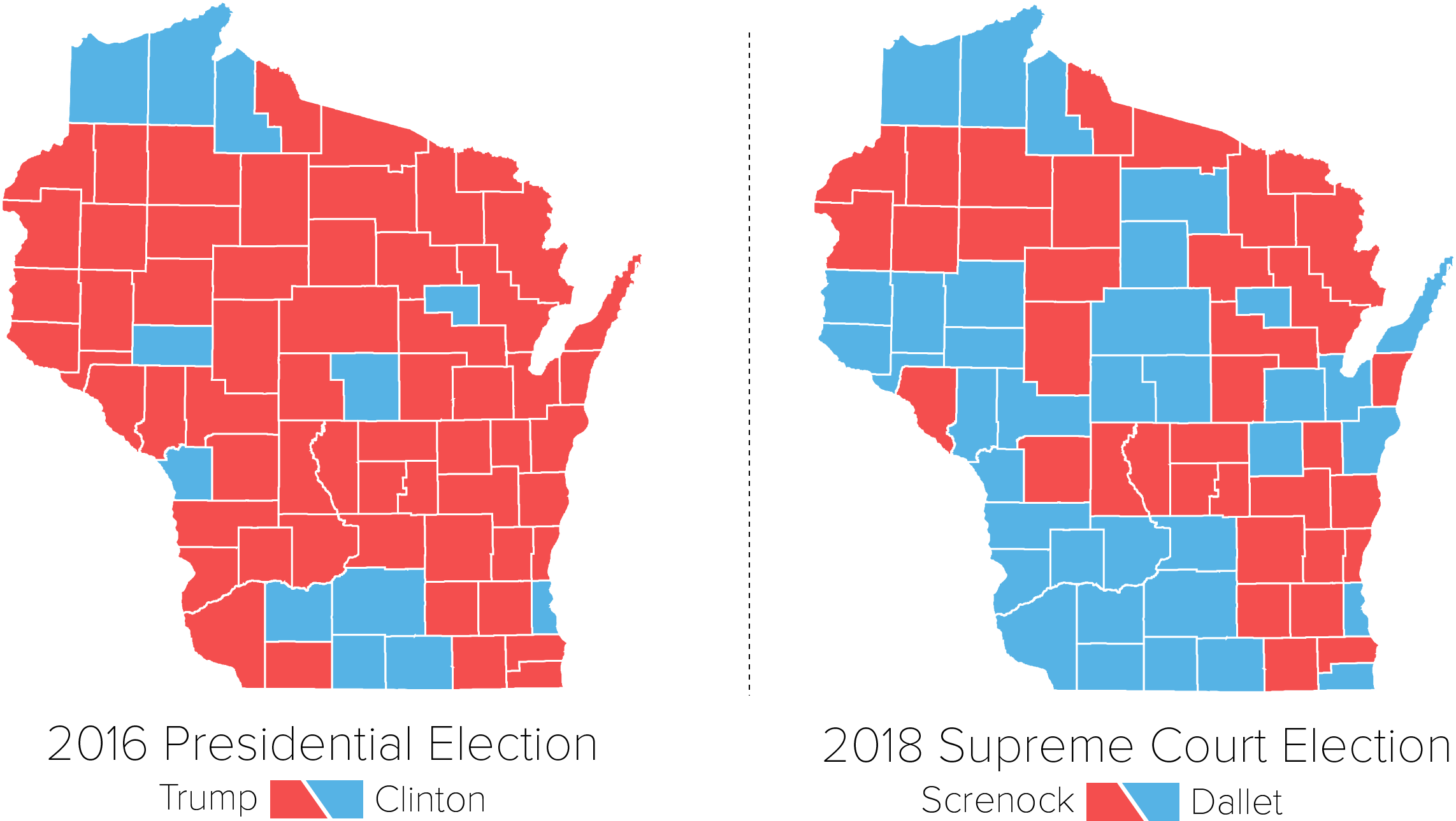 'blue Wave Builds' In Wisconsin's Supreme Court Election - Wisconsin Map Vector (2461x1441), Png Download
