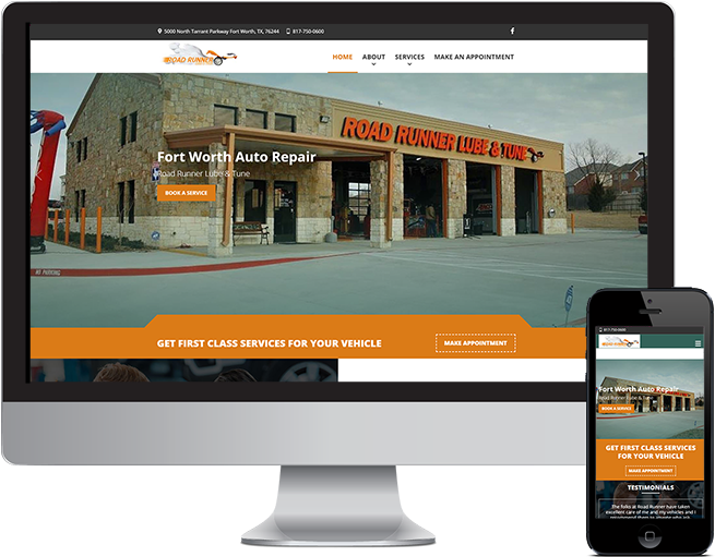 Auto Repair Website For Road Runner Lube And Tune - Web Design (800x510), Png Download