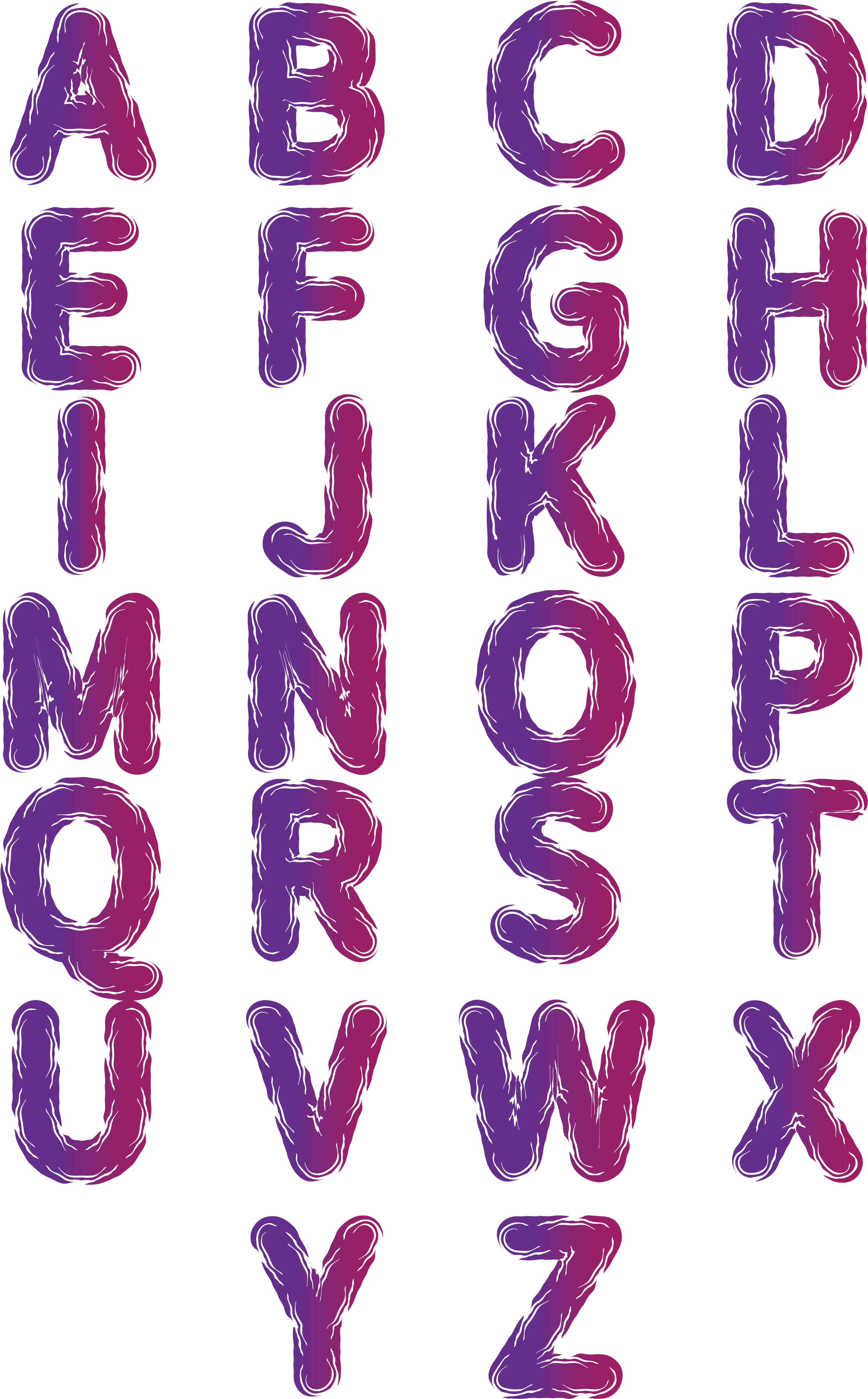 Twenty English Letters Letter Sets Gradient Fonts Grain - Stitched Typography (4267x5705), Png Download