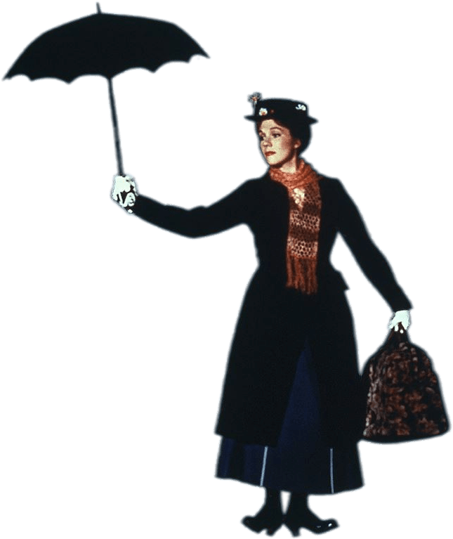 At The Movies - Mary Poppins Holding Umbrella (1140x797), Png Download