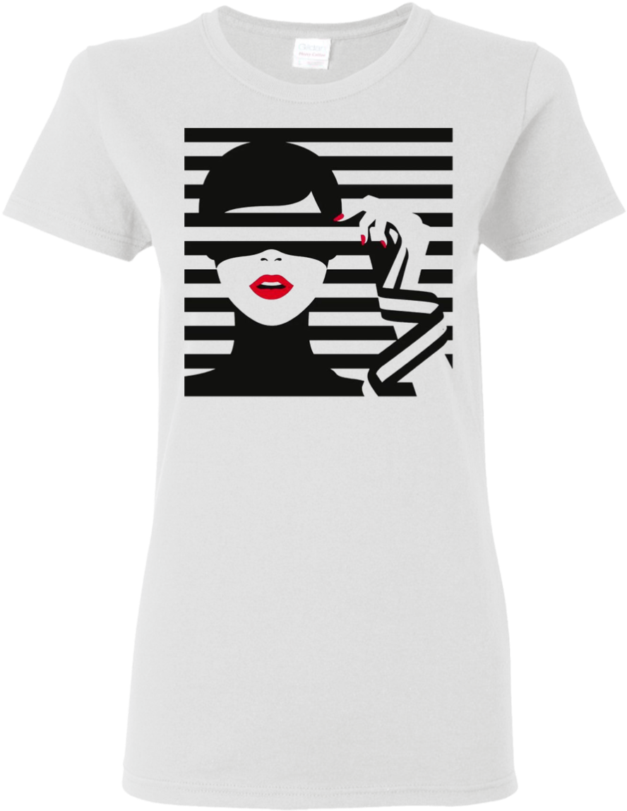 Blindfold Lipstick Premium Ladies' T-shirt - Painting (1155x1155), Png Download