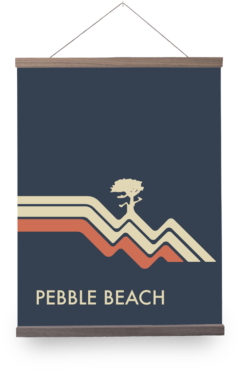 Pebble Beach Waves Navy Giclée Print - Graphic Design (989x987), Png Download