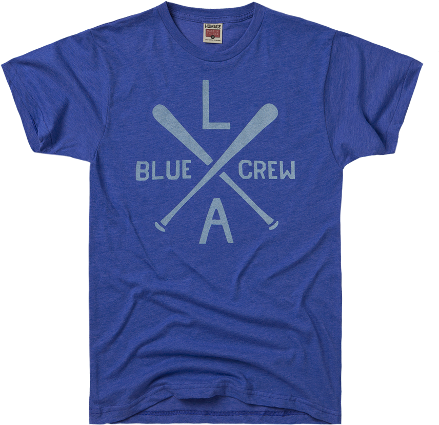Homage Los Angeles Dodgers La Blue Crew Baseball T-shirt - Active Shirt (900x900), Png Download