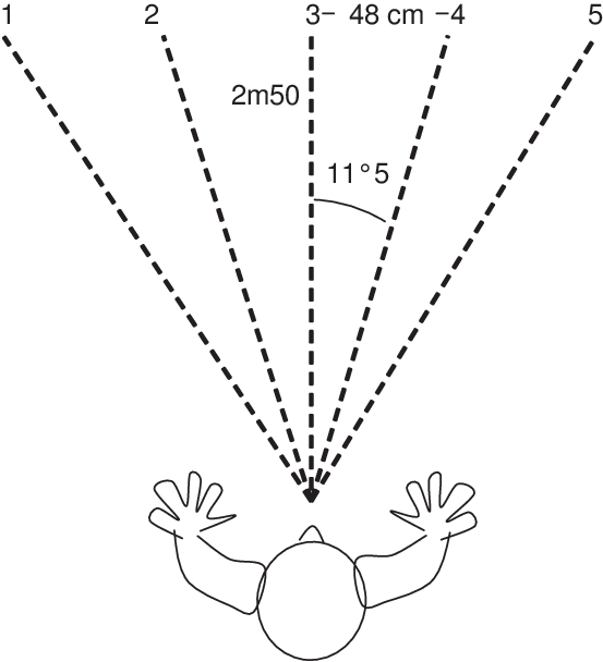 Diagram Of The Five Targets For Testing Pointing - Line Art (553x608), Png Download