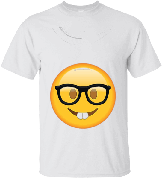 Nerd With Glasses Face Emoji Womens Mens & Kids Tee - Emoji (600x600), Png Download