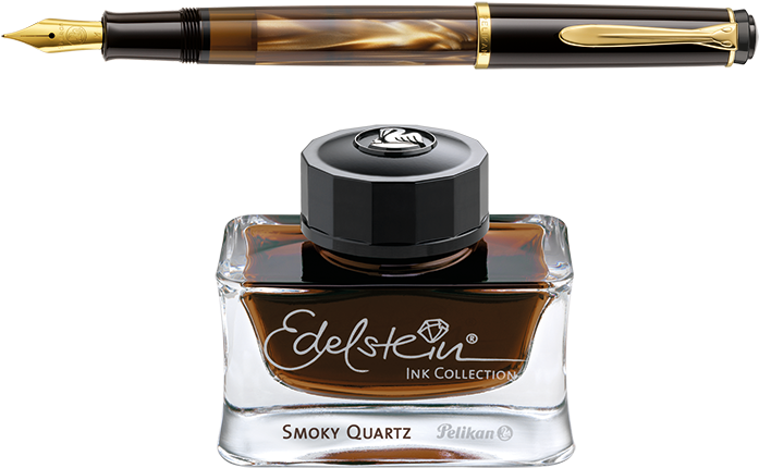 Pelikan M200 Classic Brown-marbled Fountain Pen With - Pelikan Edelstein Ink (800x553), Png Download