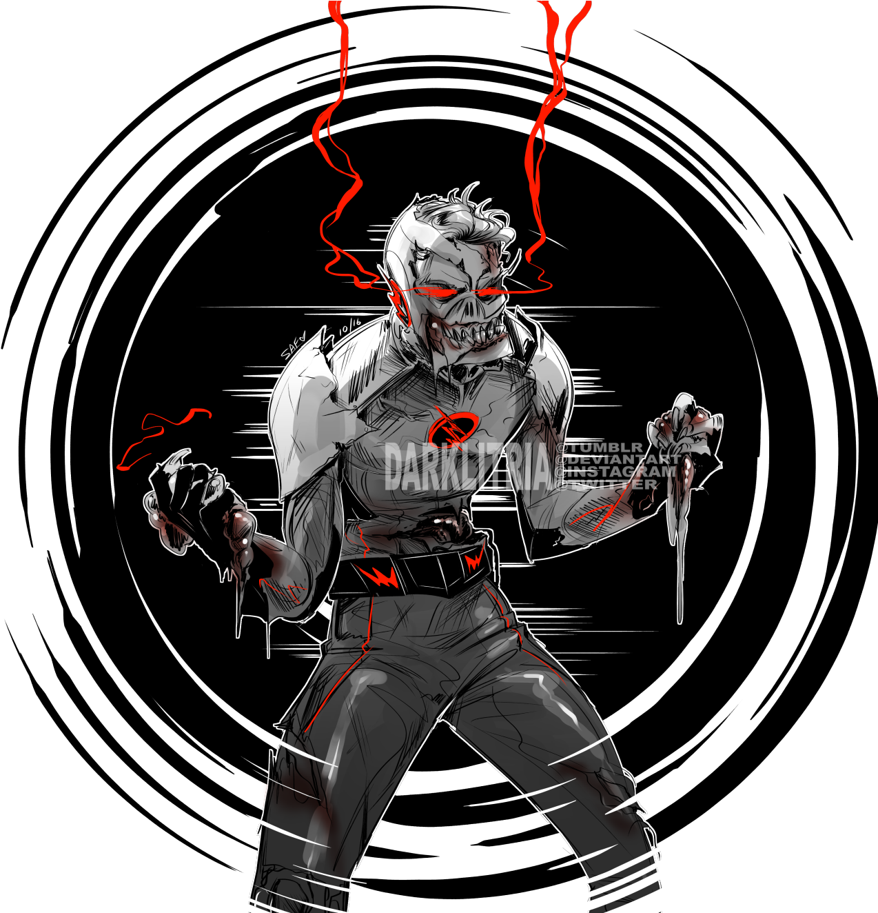 Флэш, Профессор Зум, Эобард Тоун, Дэнни - Illustration (1280x1323), Png Download