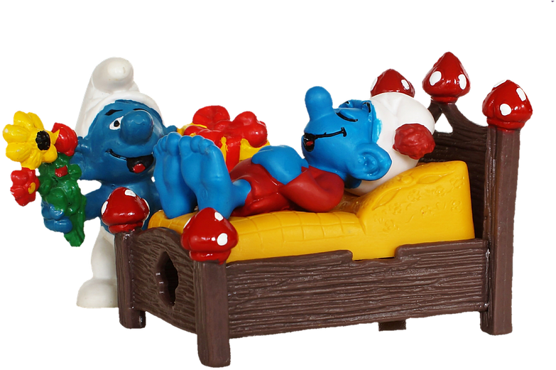 Smurf, Bed, Sleep, Tired, Surprise, Gift, Arouse - Sleep (960x618), Png Download