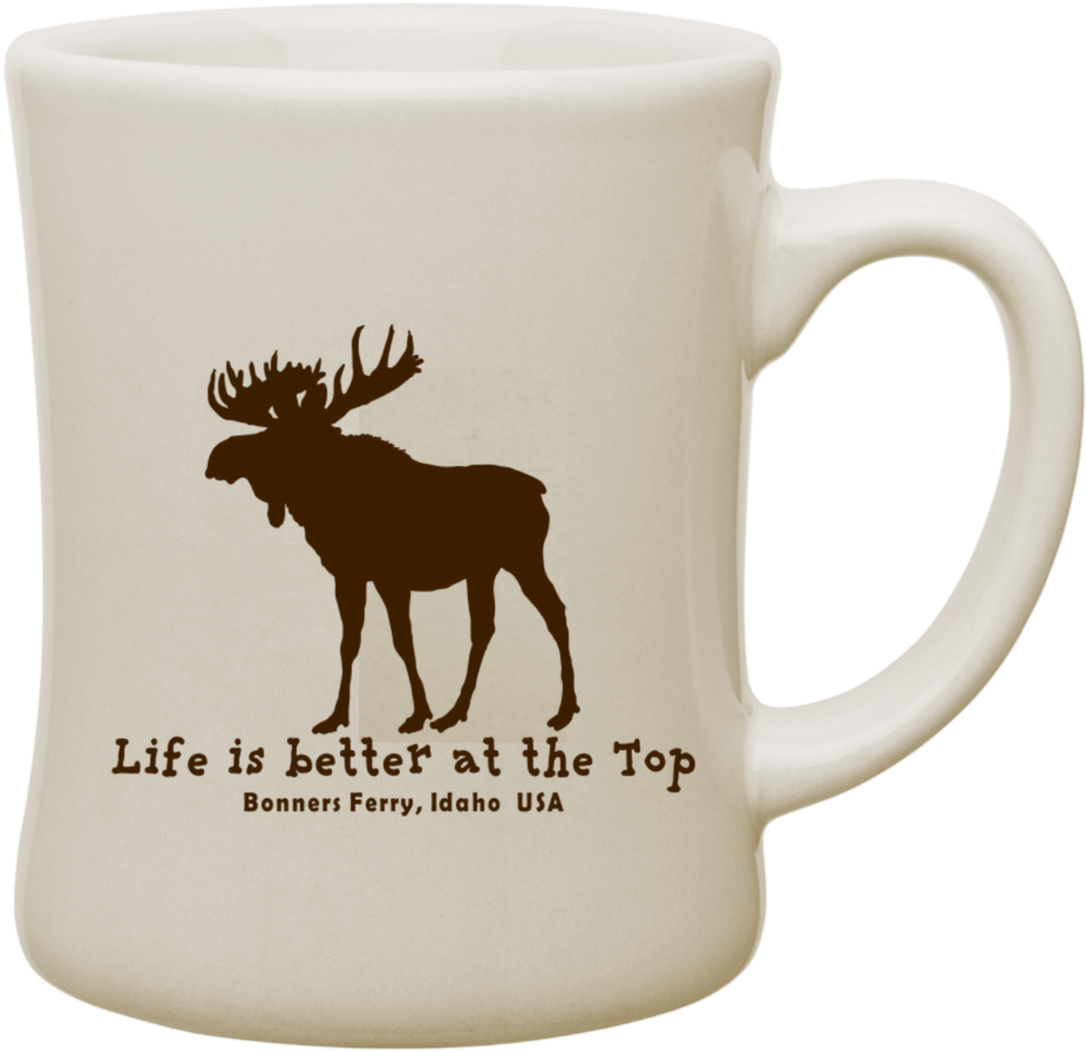 "life Is Better At The Top" Moose Diner Mug Far-north - Moose Silhouette Free (1024x961), Png Download