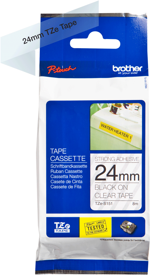 Brother P Touch Tape Tze S151 24mm Black On Clear Strong (923x960), Png Download