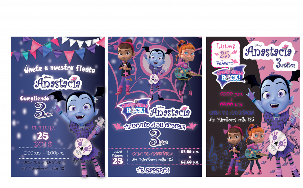 Tarjeta De Invitación Digital Vampirina Ghoul Girls - Cartoon (1024x638), Png Download
