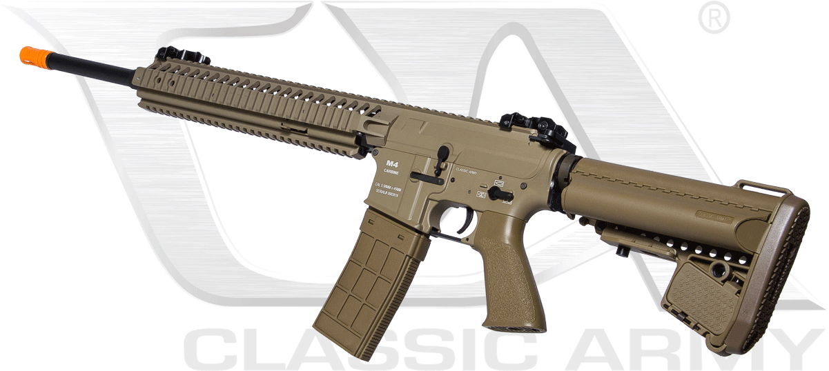 Classic Army M4 Enhanced Ecr6 Carbine Aeg Airsoft Rifle - Assault Rifle (1200x800), Png Download