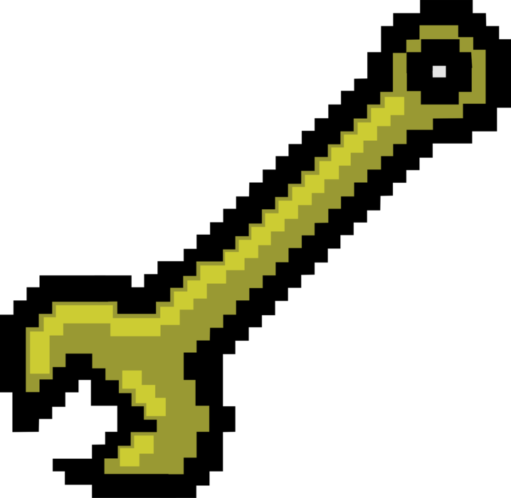 Vector Illustration Of Pixelated Bitmap Wrench - Scythe Pixel Art Grid (718x700), Png Download