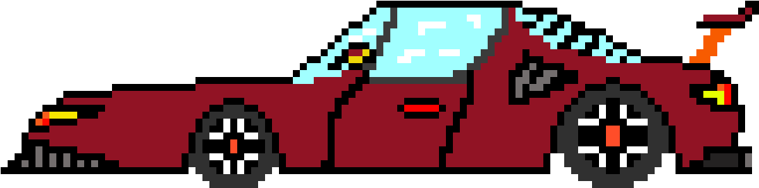 Sports Car - Pixel Cartoon Car (1290x480), Png Download