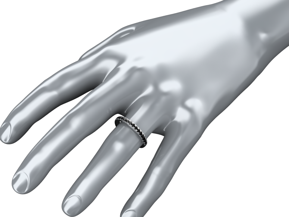 Black Diamond Band Set In 14k Gold Style - Ring (960x720), Png Download