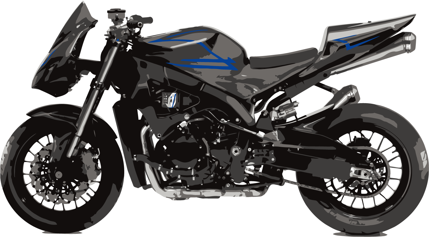 Motorcycle Clip Art Handsome Harleydavidson Transprent - Black Motorcycle With Blue Stripe (1500x1501), Png Download